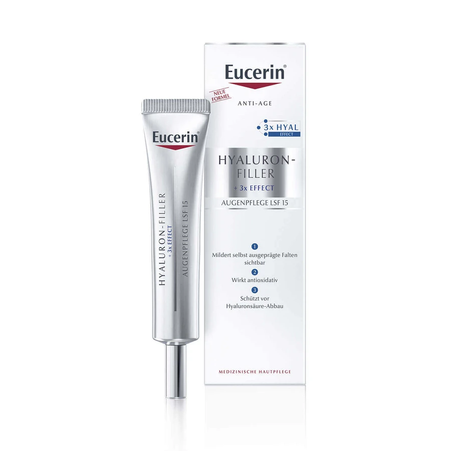 Eucerin Hyaluron-Filler, крем для шкіри навколо очей проти зморшок, SPF 15, 15 мл: ціни та характеристики