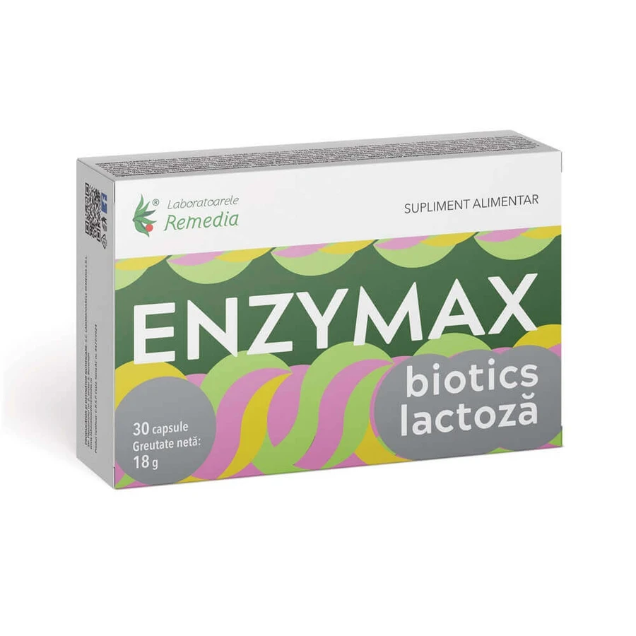 Enzymax Biotics Lactoza, 30 капсул, Remedia: цены и характеристики