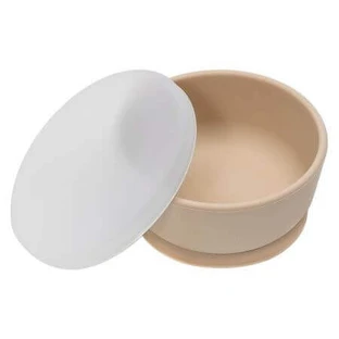 Силіконова миска з присоскою та кришкою, 6 місяців+, Bubble Beige, Appekids