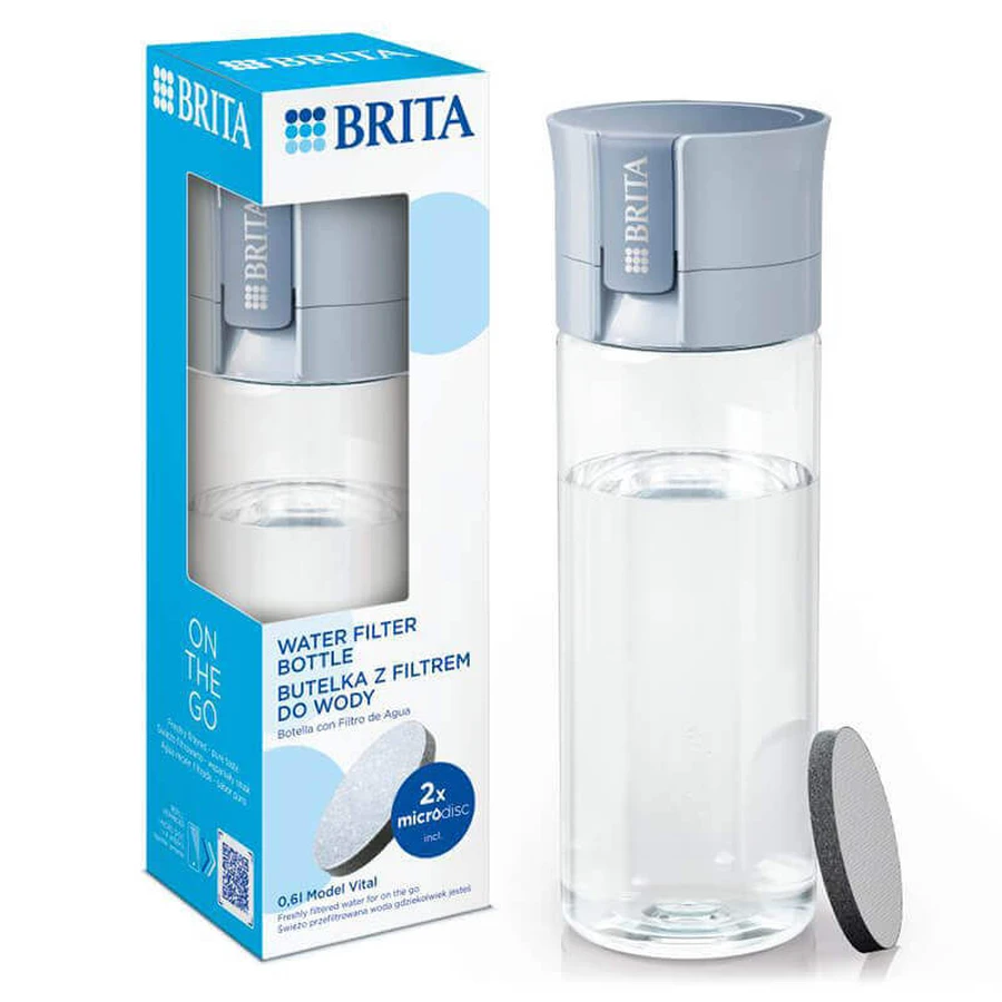 Brita Vital, бутылка с фильтром 0,6 л, белая + фильтр MicroDisc, 2 шт.: цены и характеристики