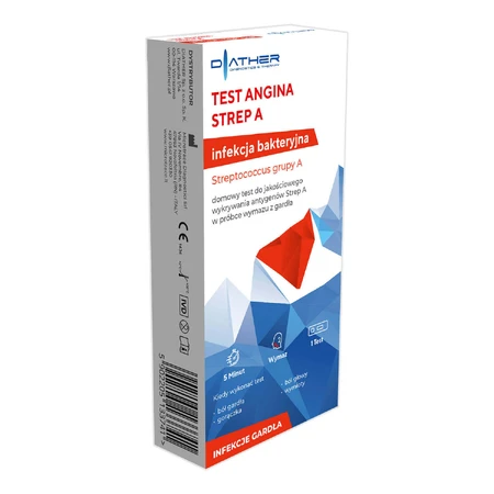 Diather Test Angina Strep A, домашній тест для виявлення антигенів стрептококу групи А за допомогою мазка з гарди, 1 шт.: ціни та характеристики