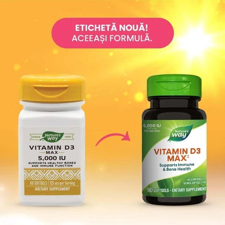 Вітамін D3 5000 МО, Nature's Way, 60 капсул, Secom: ціни та характеристики