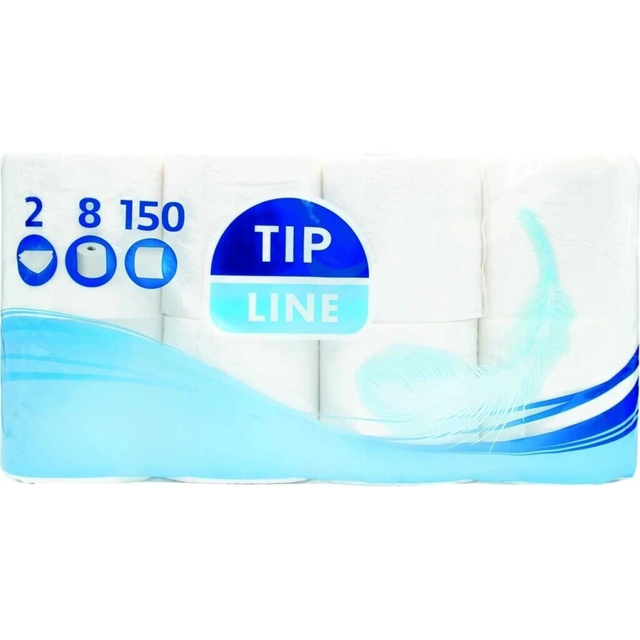 Tip Line Туалетная бумага 8x150утр. 2вр. 1×8шт, туалетная бумага 2 слойная: цены и характеристики