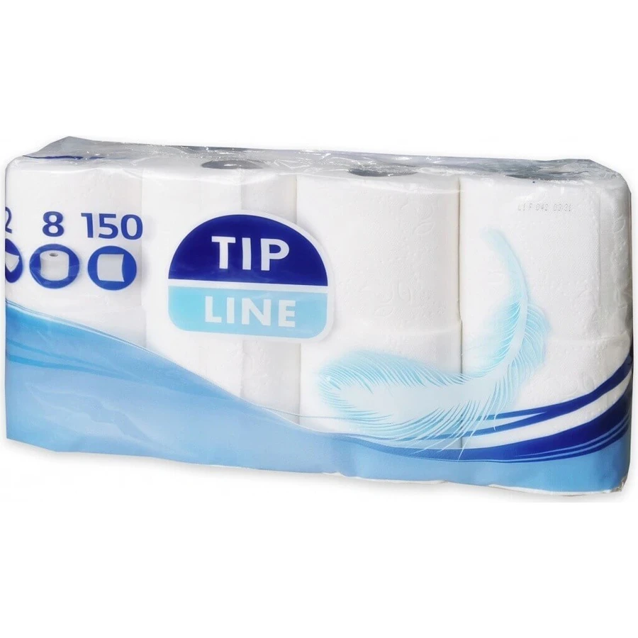 Tip Line Туалетная бумага 8x150утр. 2вр. 1×8шт, туалетная бумага 2 слойная: цены и характеристики