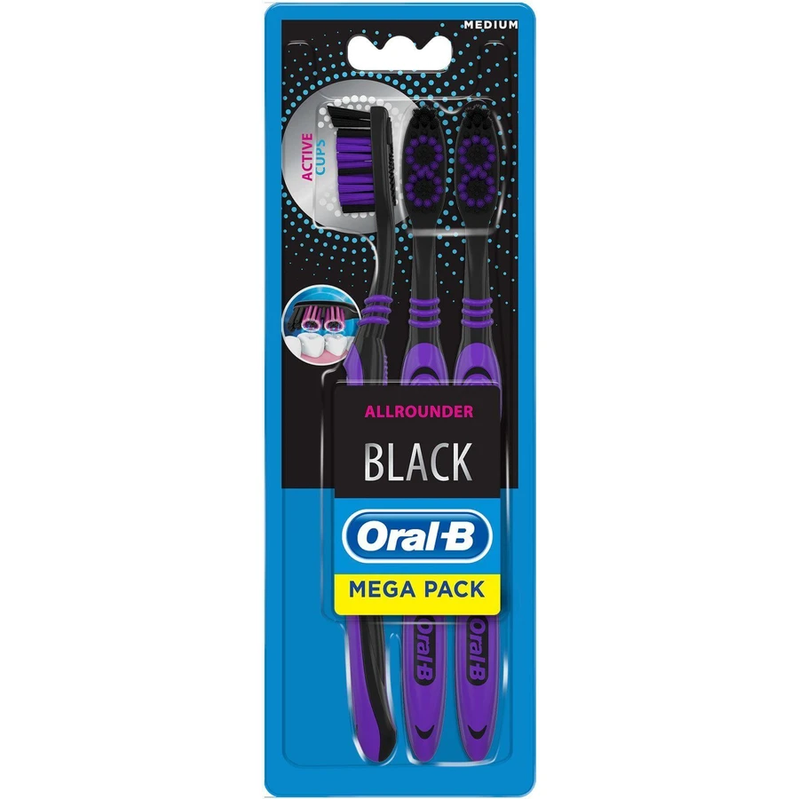 Зубна щітка Oral-B середня чорна 3 шт: ціни та характеристики