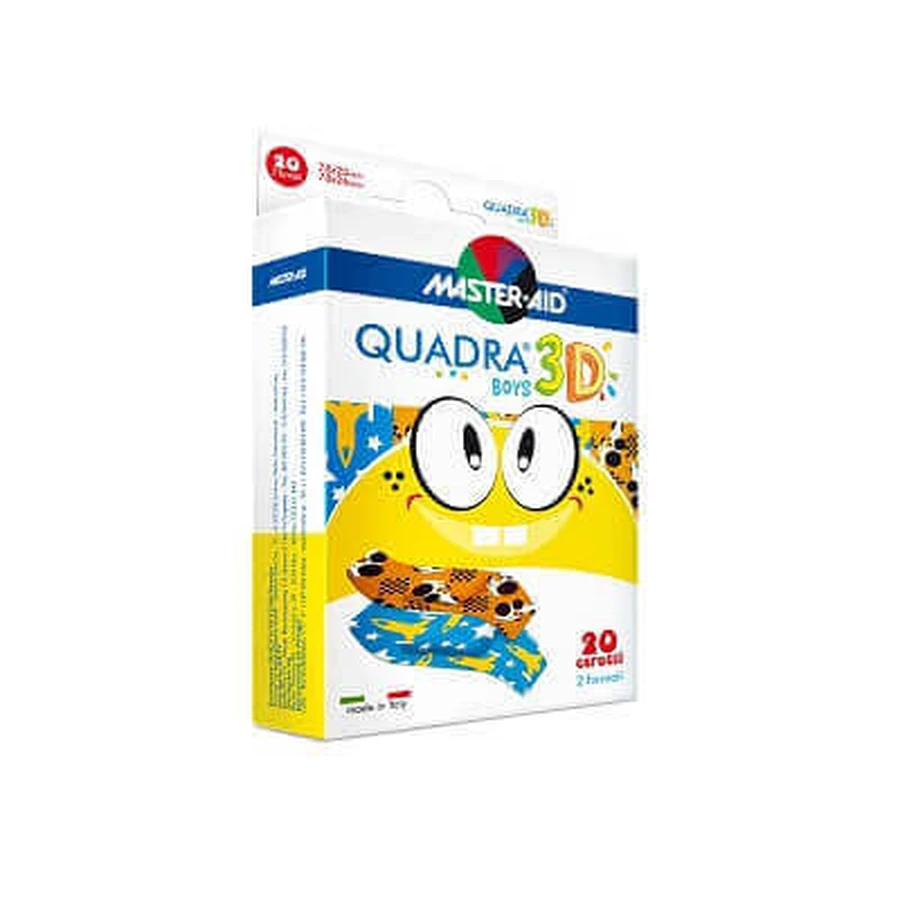 Детские пластыри Quadra 3D Boys Master-Aid, 20 штук, Pietrasanta Pharma: цены и характеристики