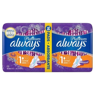 Прокладки Always Platinum Ultra Normal Plus, 4 капли, 16 шт.