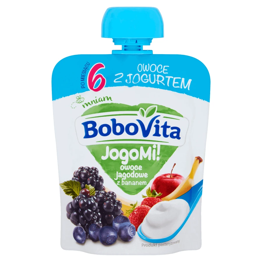 BoboVita JogoMi! Фруктовий з йогуртом у тюбику, ягідний з бананом, 80 г: ціни та характеристики