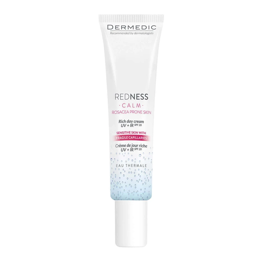 Dermedic Redness Calm, насыщенный дневной крем UV+IR, для сосудистой кожи со склонностью к гиперреактивности, эритеме и угревой розацеа, 40 мл: цены и характеристики