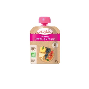 Пюре из яблок, черники и клубники, 90 г, Babybio