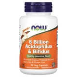 Пробиотик 8 миллиардов ацидофилин и бифидус, 60 вегетарианских капсул, Now Foods