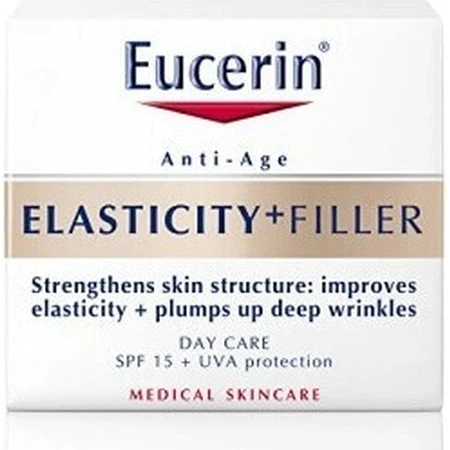 Денний крем Eucerin HYALURON-FILLER+ELASTICITY 1×50 мл, що заповнює глибокі зморшки: ціни та характеристики