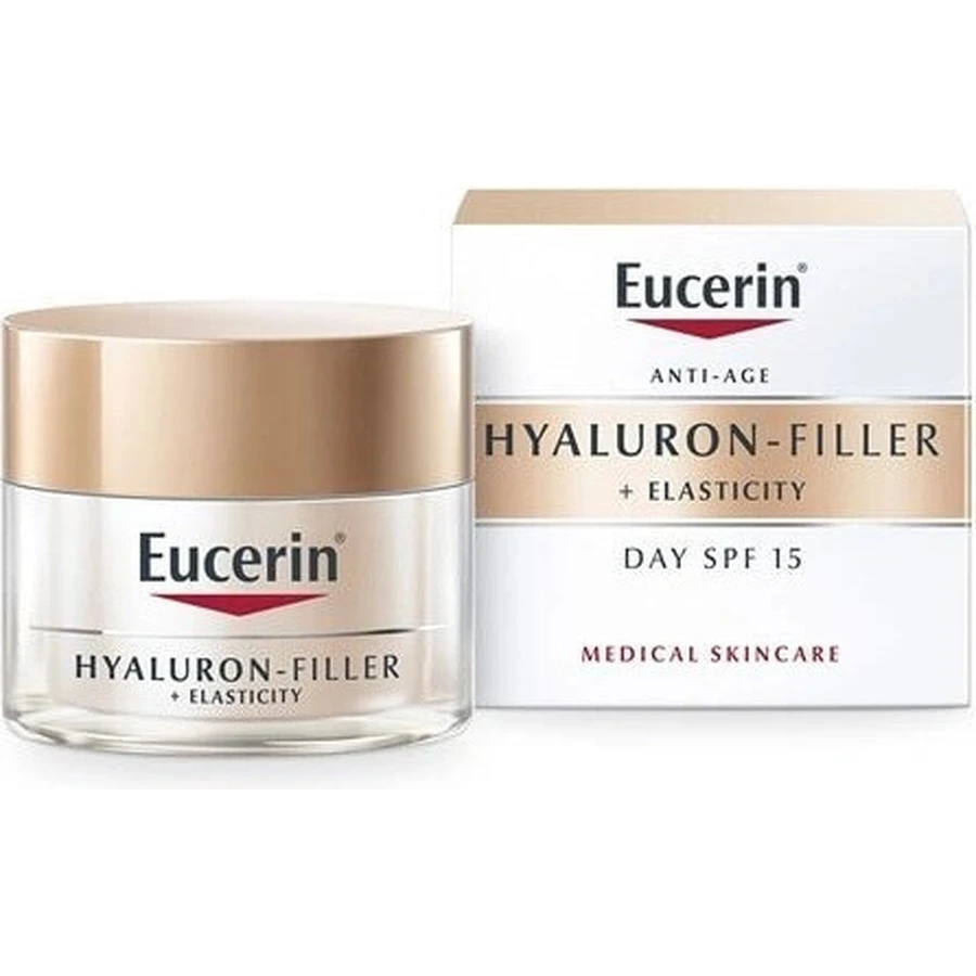 Денний крем Eucerin HYALURON-FILLER+ELASTICITY 1×50 мл, що заповнює глибокі зморшки: ціни та характеристики