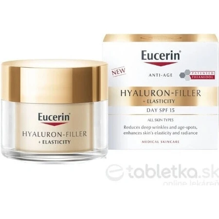 Денний крем Eucerin HYALURON-FILLER+ELASTICITY 1×50 мл, що заповнює глибокі зморшки: ціни та характеристики