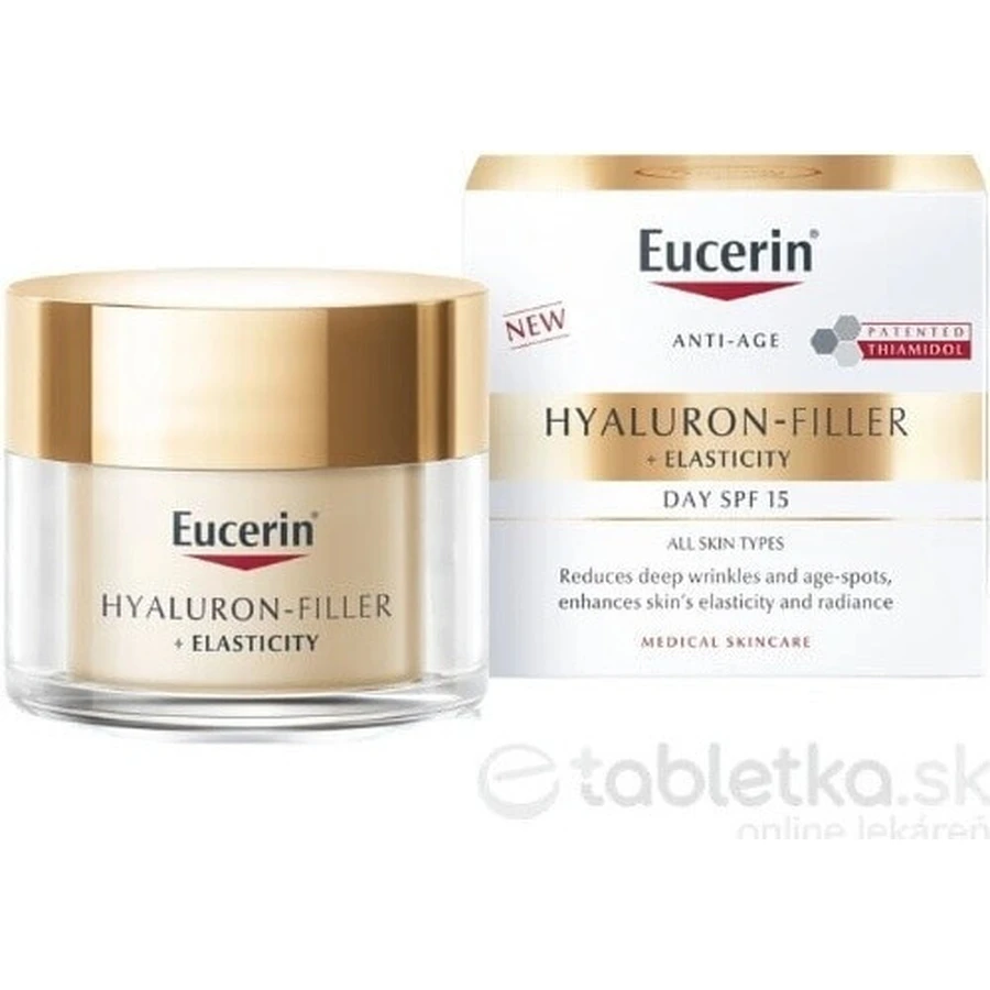 Денний крем Eucerin HYALURON-FILLER+ELASTICITY 1×50 мл, що заповнює глибокі зморшки: ціни та характеристики