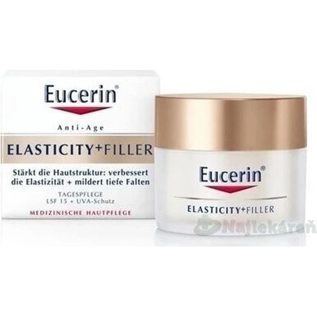 Денний крем Eucerin HYALURON-FILLER+ELASTICITY 1×50 мл, що заповнює глибокі зморшки: ціни та характеристики