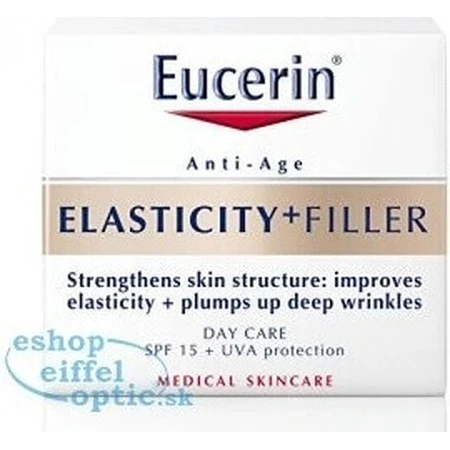 Денний крем Eucerin HYALURON-FILLER+ELASTICITY 1×50 мл, що заповнює глибокі зморшки: ціни та характеристики