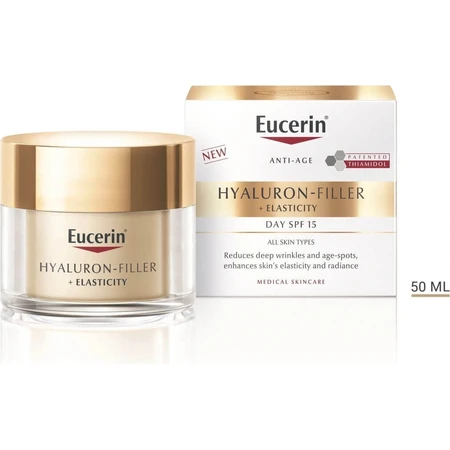 Денний крем Eucerin HYALURON-FILLER+ELASTICITY 1×50 мл, що заповнює глибокі зморшки: ціни та характеристики