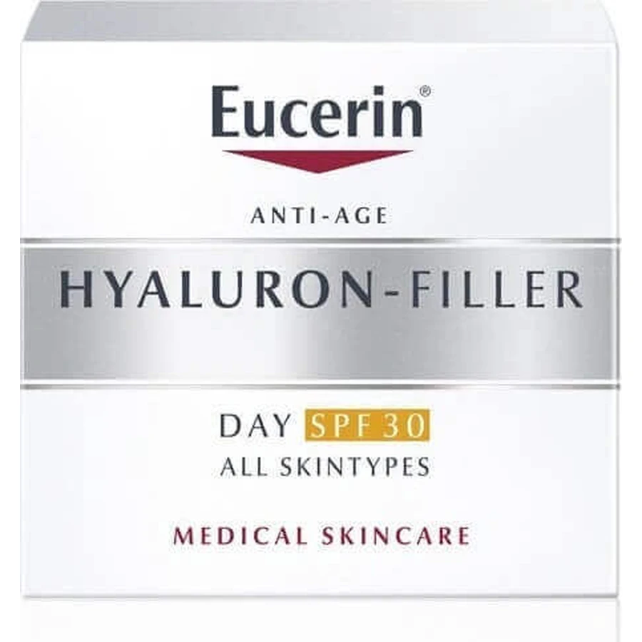 Денний крем Eucerin HYALURON-FILLER+ELASTICITY 1×50 мл, що заповнює глибокі зморшки: ціни та характеристики