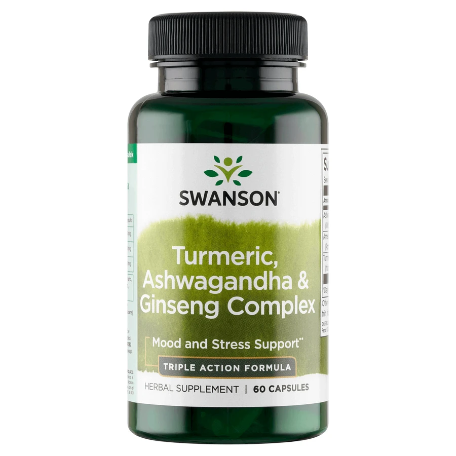 Swanson Turmeric, Ashwagandha & Ginseng Complex, куркума, ашвагандха и имбирь, 60 капсул: цены и характеристики