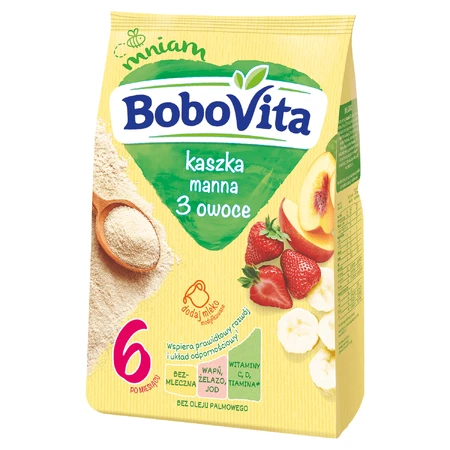 Каша из муки BoboVita, 3 фрукта, безмолочная, после 6 месяцев, 180 г: цены и характеристики