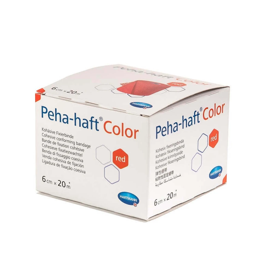 Самоклеящаяся эластичная лента Peha-haft Colour, красная (932460), 6 см x 20 м, Hartmann: цены и характеристики