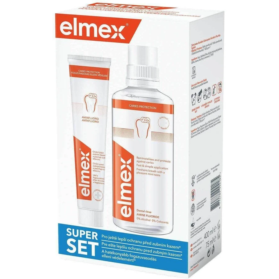 Ополіскувач для порожнини рота Elmex Caries Protection 400мл + зубна паста Caries Protection 75мл: ціни та характеристики