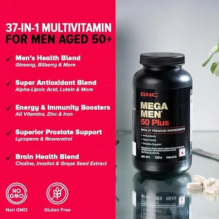 Gnc Mega Men 50 Plus, мультивитаминный комплекс для мужчин, 60 тб: цены и характеристики
