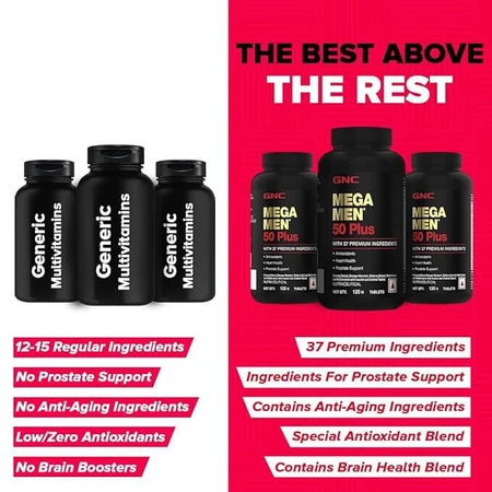 Gnc Mega Men 50 Plus, мультивитаминный комплекс для мужчин, 60 тб: цены и характеристики