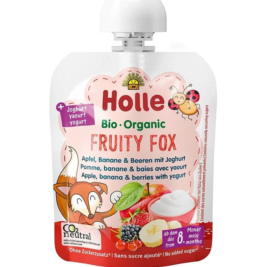 Органическое пюре Holle Fruity Fox из яблок, бананов и ягод с йогуртом, 85 г: цены и характеристики