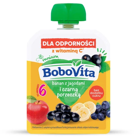 BoboVita Банан/Черника/Черная смородина Мусс в тюбике, после 6 месяцев, 80 г: цены и характеристики