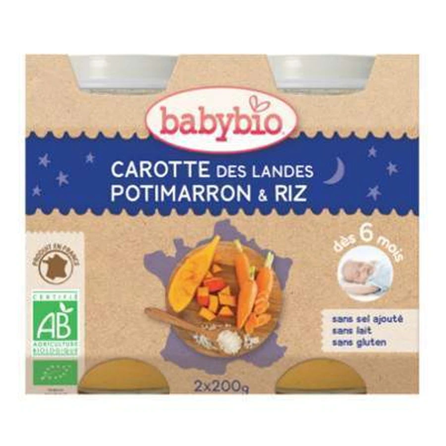 Органічне пюре з моркви, гарбуза та рису, +6 місяців, 2х200г, BabyBio: ціни та характеристики