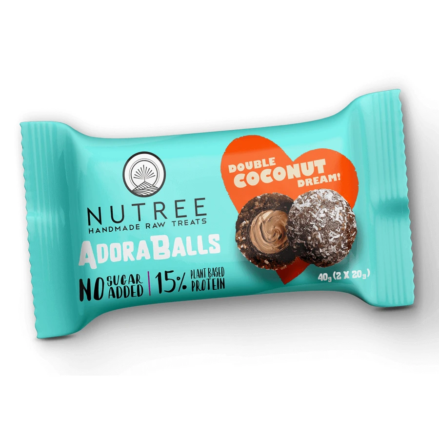 AdoraBalls Double Coconut Dream безглютенові протеїнові праліне без глютену, 40 г, Nutree: ціни та характеристики