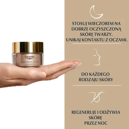 Eucerin Hyaluron Filler + Elasticity, зміцнюючий нічний крем проти зморшок з тіамідолом, 50 мл: ціни та характеристики