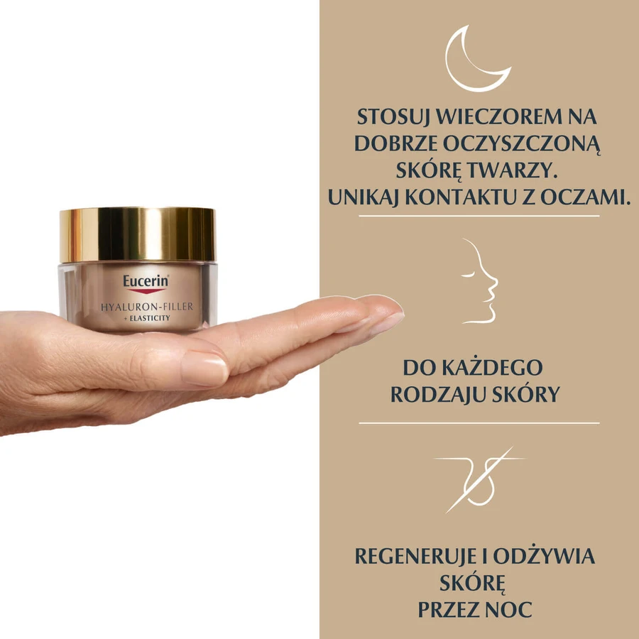 Eucerin Hyaluron Filler + Elasticity, зміцнюючий нічний крем проти зморшок з тіамідолом, 50 мл: ціни та характеристики