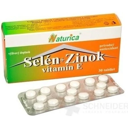 Naturica SELENIUM + ZINC, вітамін Е 1×30 таблеток, дієтична добавка: ціни та характеристики