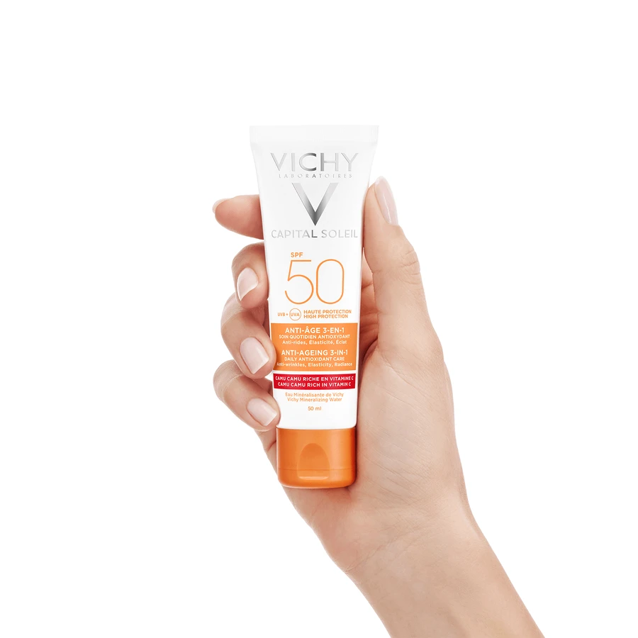 Vichy Capital Soleil Антивіковий крем для обличчя 3в1 SPF50, 50 мл: ціни та характеристики