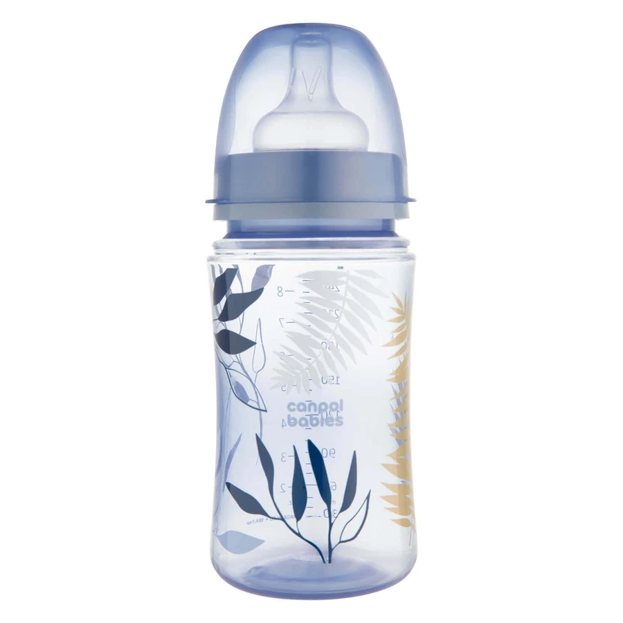 Canpol Babies EasyStart, пляшечка проти кольок, з широким горлом, золотий, синій, 35/240, від 3 місяців, 240 мл: ціни та характеристики