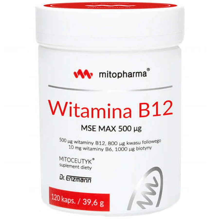 Mito-Pharma Витамин B12 MSE Max 500 мкг, 120 капсул: цены и характеристики