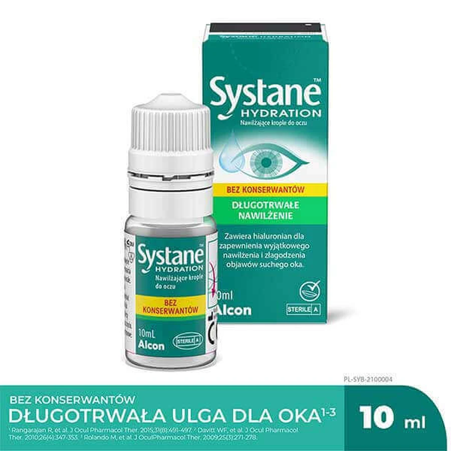 Systane Hydration, глазные капли без консервантов, 10 мл: цены и характеристики