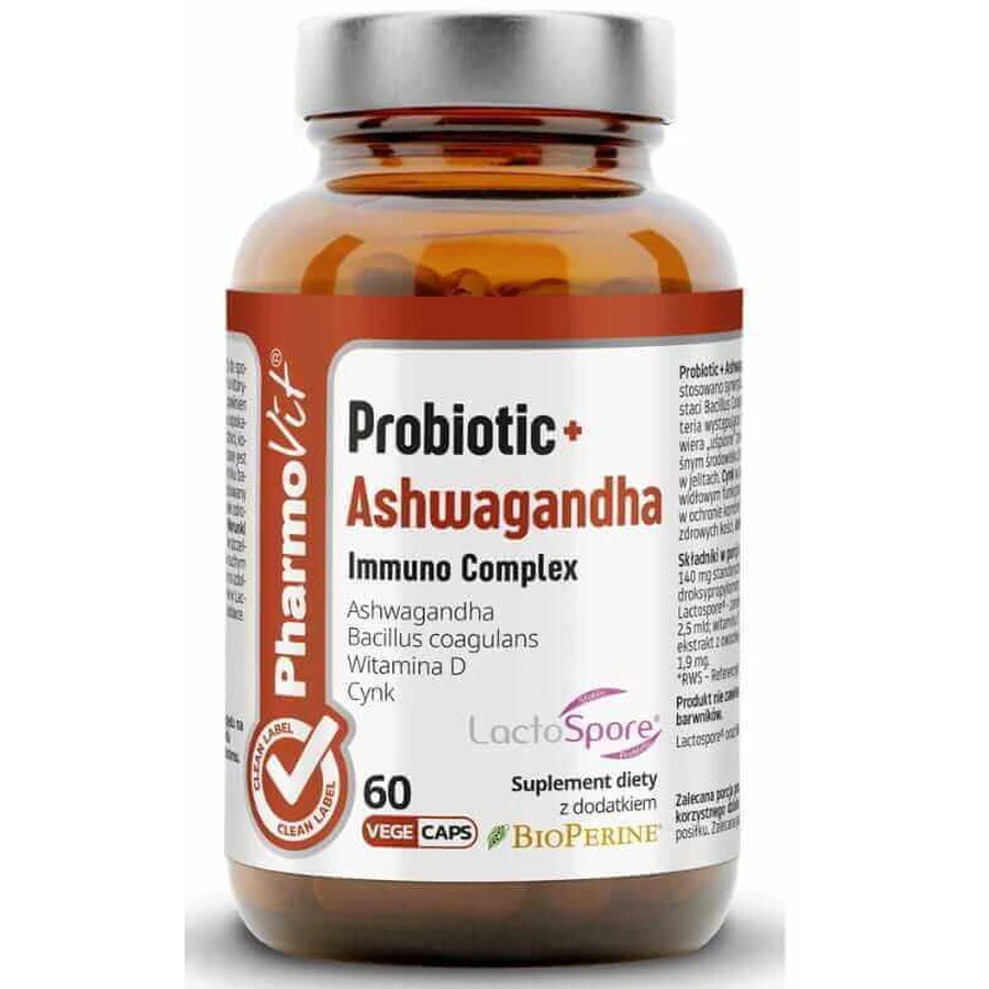 Пробіотик + Імунокомплекс Ашвагандха 60 капсул PharmoVit Clean Label: ціни та характеристики