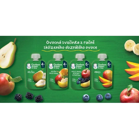 Gerber Органік пакетик груша, яблуко та банан 4м+, 90 г: ціни та характеристики