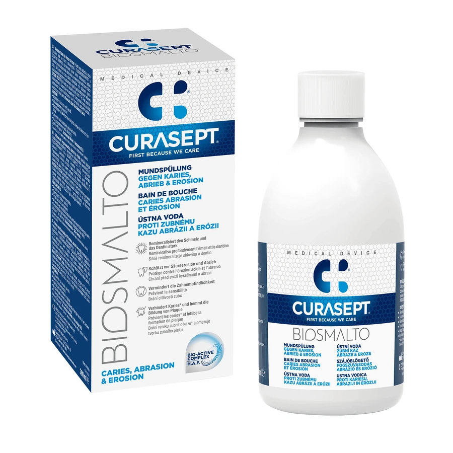 Curasept Biosmalto, ополіскувач для порожнини рота, без спирту, від карієсу, стирання та ерозії, 300 мл: ціни та характеристики