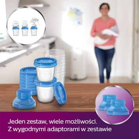 Avent, контейнеры для грудного молока, SCF618/10, 10 x 180 мл + адаптер для лактации, 2 штуки: цены и характеристики