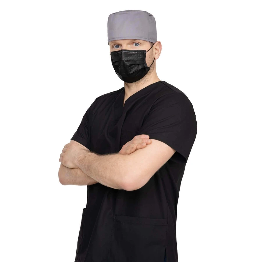 Opharm, маска медична одноразова, 3-шарова, тип IIR, чорна, 50 штук: ціни та характеристики