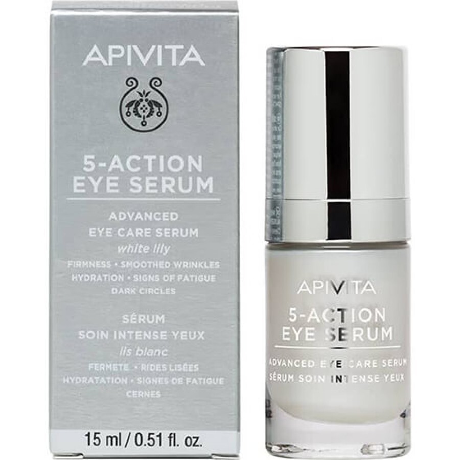 Сироватка Apivita 5 в 1 для шкіри навколо очей з білої лілією, 15 мл: ціни та характеристики
