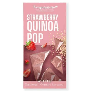 Органический белый шоколад с клубникой и киноа, 60 г, Benjamisimo