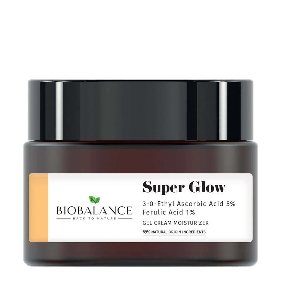 Крем-гель Super Glow Освітлюючий з аскорбіновою кислотою 5% + феруловою кислотою 1%, проти зморшок, проти пігментних плям, Bio Balance, 50 мл: ціни та характеристики