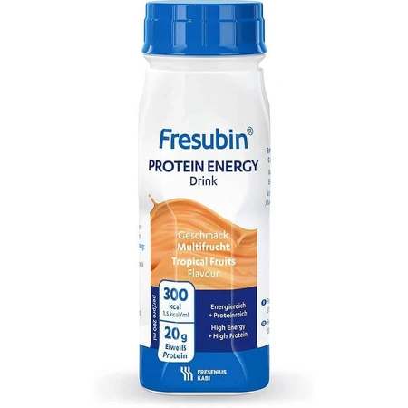 Протеїновий енергетичний напій Fresubin Protein Energy Drink, зі смаком тропічних фруктів, 4 х 200 мл: ціни та характеристики