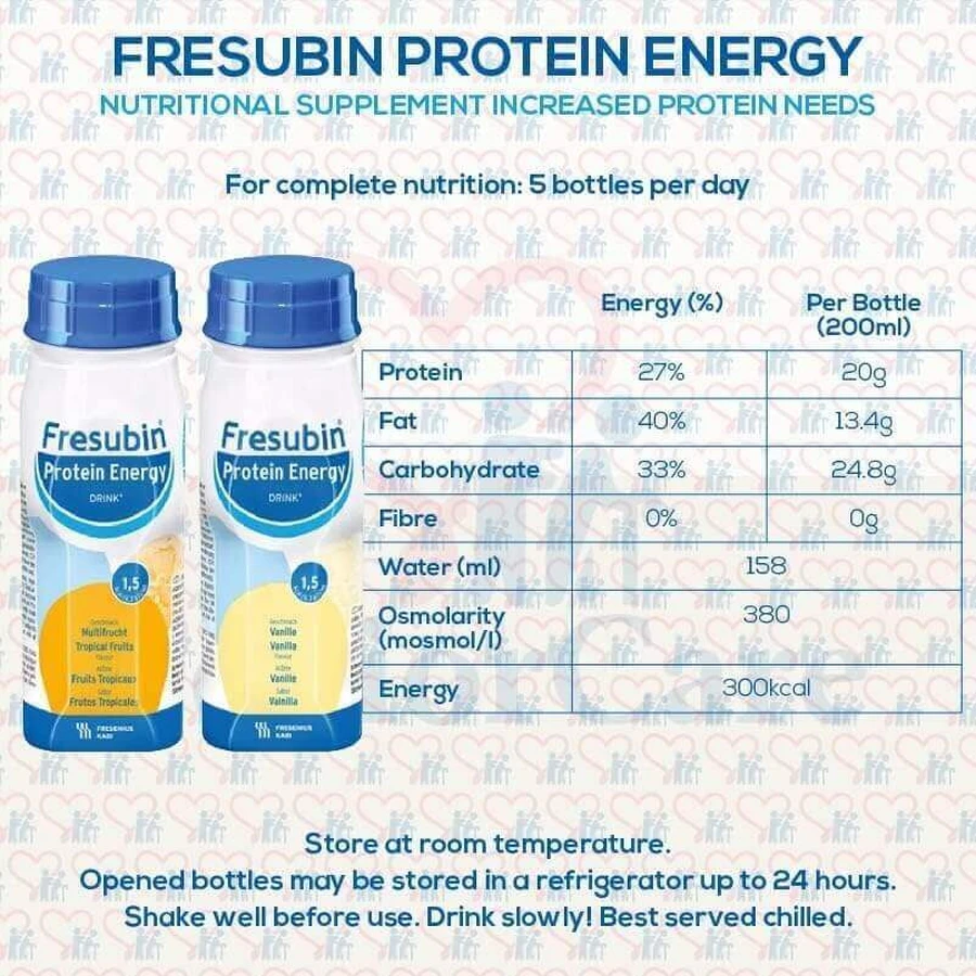 Протеїновий енергетичний напій Fresubin Protein Energy Drink, зі смаком тропічних фруктів, 4 х 200 мл: ціни та характеристики